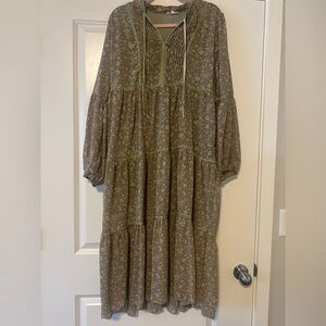 Green Floral Patterned Dress